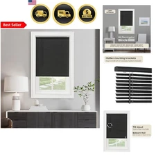 Cordless Light Filtering Blinds for Windows 28x48 Inch Black Vinyl Window Cov...