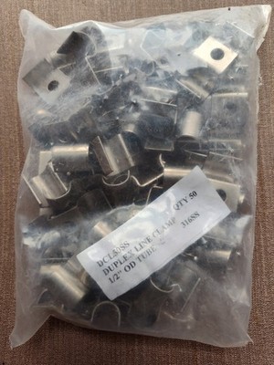 2-Line Duplex Tube Clamp, 1/2'' Tube Size Stainless 316SS QTY 50 PACK  DCL50SS
