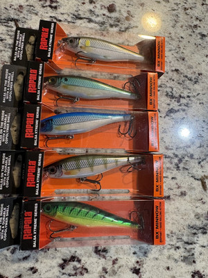 RAPALA BX MINNOW 10's===5 DIFFERENT COLORED FISHING LURES