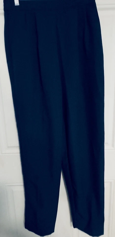 Kathie Lee Ladies Navy Blue Side Button Trousers Sz 12R Vtg - Image 3 of 4