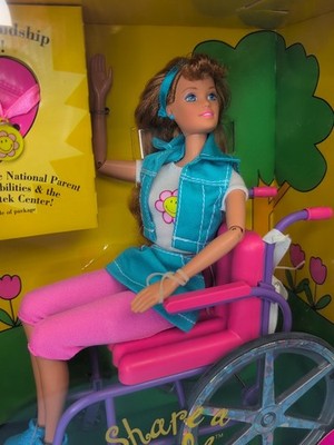 12” Mattel Barbie Doll 1996 Becky Shar A Smile Wheelchair Redhead