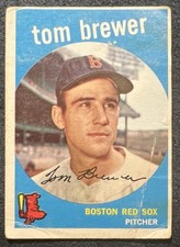 1959 TOPPS TOM BREWER (BOSTON RED SOX) #55 LOW GRADE CREASES