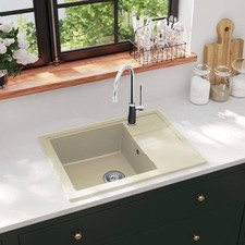 sink with overflow hole oval granite beige
