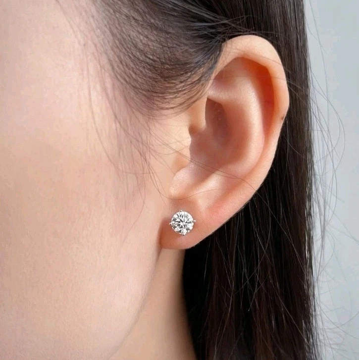 Pendientes de diamante natural 2,18 CTW certificado GIA J/VS2 Guaridan trasero 18 k  Foto 3 de 4