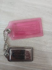 Coach Poppy Hangtag Set Large Pink Acrylic Tag And Gunmetal Color Leather Tag