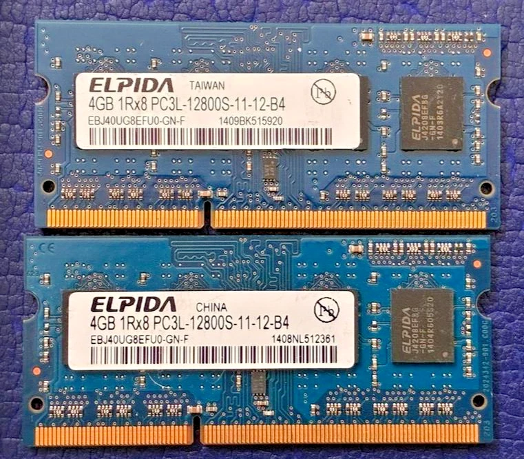 Elpida PC3-12800 (DDR3-1600) Computer Memory (RAM) 8 GB Total