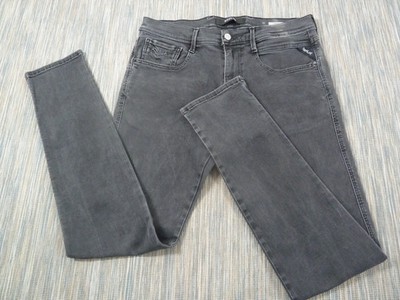 Replay Jeans Herren W34 L32 Grau Anbass Denim Freizeit Taschen Einfarbig M914 Stretch