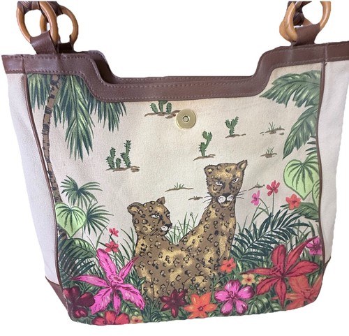 Borsa a tracolla e pochette da polso vintage Jungle Tropical paillettes ghepardo - Foto 5 di 13
