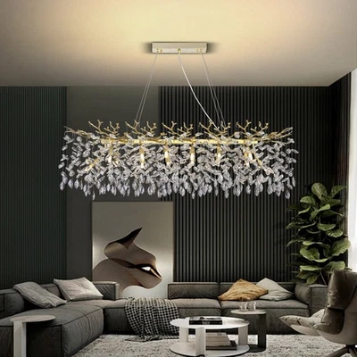Modern Kronleuchter Kristall Leuchte,Luxus Dimmbar Kristall Hängeleuchte 120CM - Bild 1 von 4