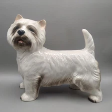 Vintage 1970s Coopercraft West Highland Terrier Dog Ceramic Figurine H18cm W20cm