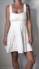 Urban Outfitters Women's White Sundress Size Medium Zipper Back