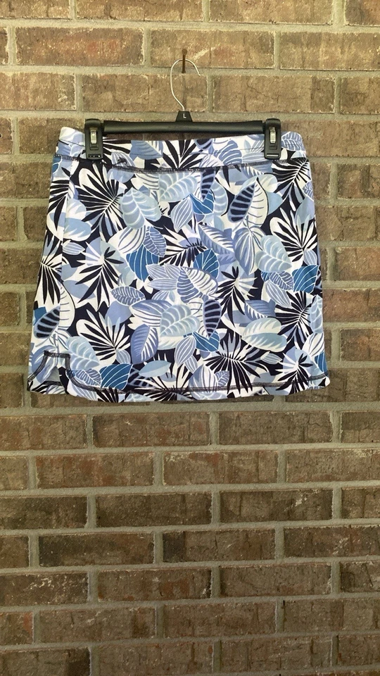 Skort Jones NY Pequeno Pull-On Signature Folha Azul Floral Tropical com Bolso Frontal - Imagem 3 de 4