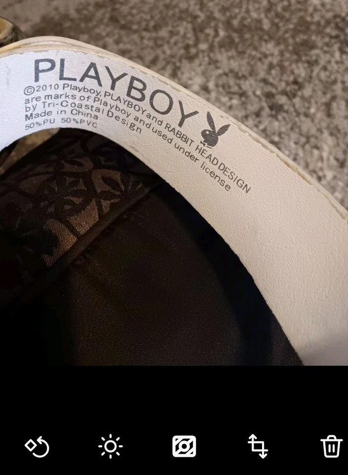 Cinturón giratorio Playboy vintage blanco estrás con hebilla de conejito Bling Y2K talla S Foto 2 de 4