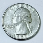 1951 Washington Quarter - 90% Silver - Circulated Coin #4976