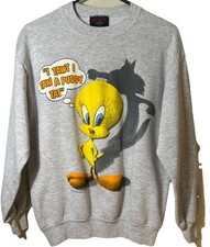 Vtg LOONEY TUNES Tweety Bird Sweatshirt Kids Girls Boys L XL Garment Graphics
