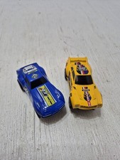 Lot of 2 Slot Cars Yellow/Blue Unknown Maker/Year Corvette/Muscle Cars AS IS