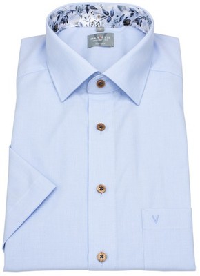 Marvelis Kurzarmhemd Comfort Fit Kentkragen Kontrastknöpfe hellblau