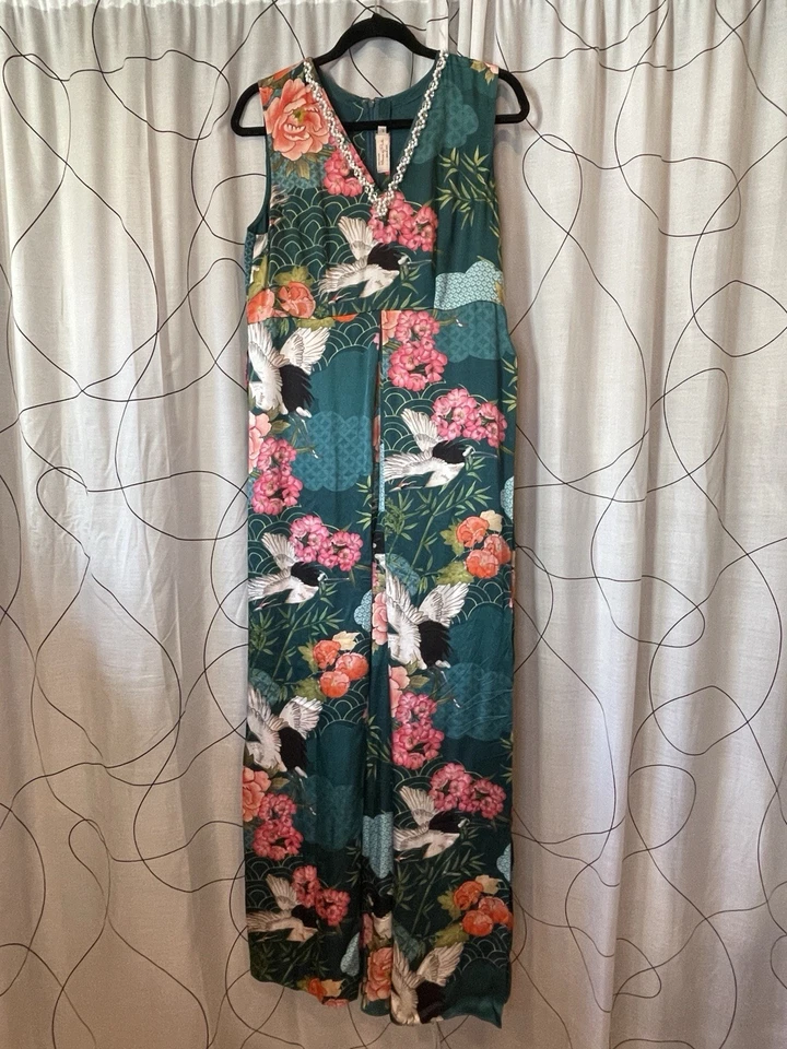House of Pink Made In India Blue Floral Jumpsuit Size Large - Image 2 of 4