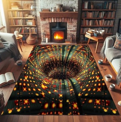 3D Vortex Illusion Rug Optical Effect Gamer Room Decor Area Carpet Floor Mat