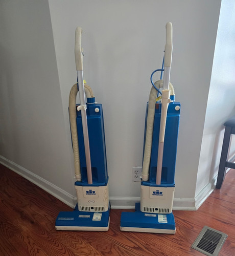 Windsor Versamatic Blue Bagged Commercial Upright Vacuum w/ Hose Lot of 2