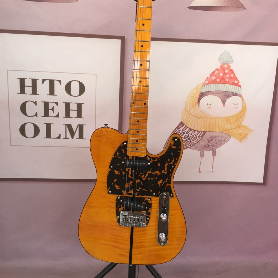 Factory HS-1 Mad Cat TL Electric Guitar Amber Yellow Flamed Maple Top ...