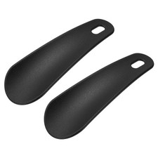 2Pcs Plastic Shoe Horn, 4.3" ABS Small Shoe Horn Spoon Helper Black
