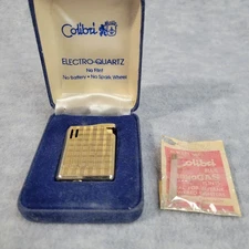 Colibri Electro Quartz Thumb Triggered Lighter Gold Toned Original Box