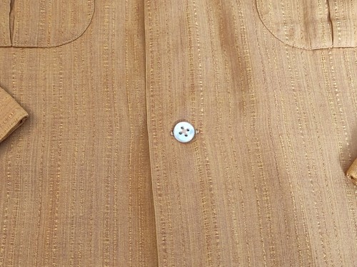 Vintage 60s 70s Enro long Sleeve Button Up Shirt Textured SZ L Dark Yellow - Picture 7 of 17