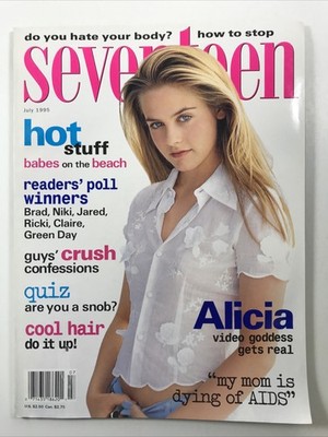 SEVENTEEN magazine July 1995-Fashion makeup hair Alicia Silverstone NO LABEL