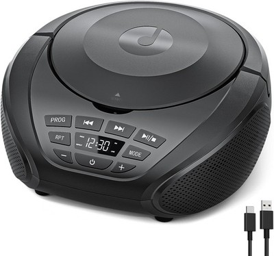 Gueray Tragbarer CD Player Boombox Schwarz UKW Radio Memory AUX