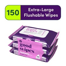 Goodwipes Flushable Butt Wipes, Lavender Scented, 3 Pack, 150 Total Wipes