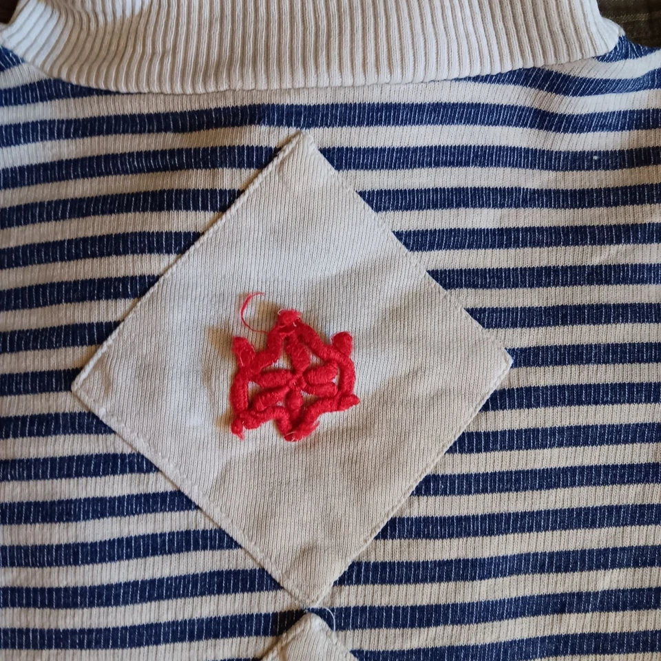 Девочки 8 винтажный 1950-х Scout-Tex в полоску водолазка спортзал верхний все хлопок бедствия - Изображение 4 из 4