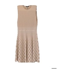 Alexander McQueen Beige Geometric Sleeveless A-Line Dress Crew Neck Size M