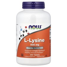 Now Foods L-Lysine 500 mg 250 Tablets GMP Quality Assured, Vegan, Vegetarian