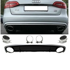 Diffusore posteriore nero + mascherine ovali adatto per Audi A4 B8 Facelift 11-15 no RS4