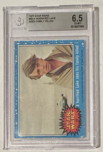 1977 Topps Star Wars #26 A horrified Luke sees his family killed — BGS 6.5