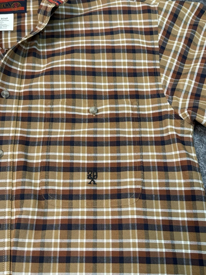Camisa Twenty X a Cuadros Manga Larga Con Botones Para Hombre Talla Pequeña Algodón Camisa Alta Foto 4 de 4