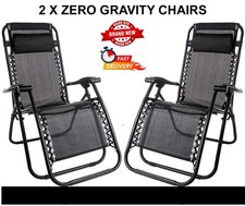Zero Gravity Chairs Set of 2 Sun Loungers - Foldable Garden Relaxer chair