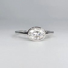 3 CT Oval Cut Bezel Moissanite Engagement Ring 925 Sterling Silver Gift For Her