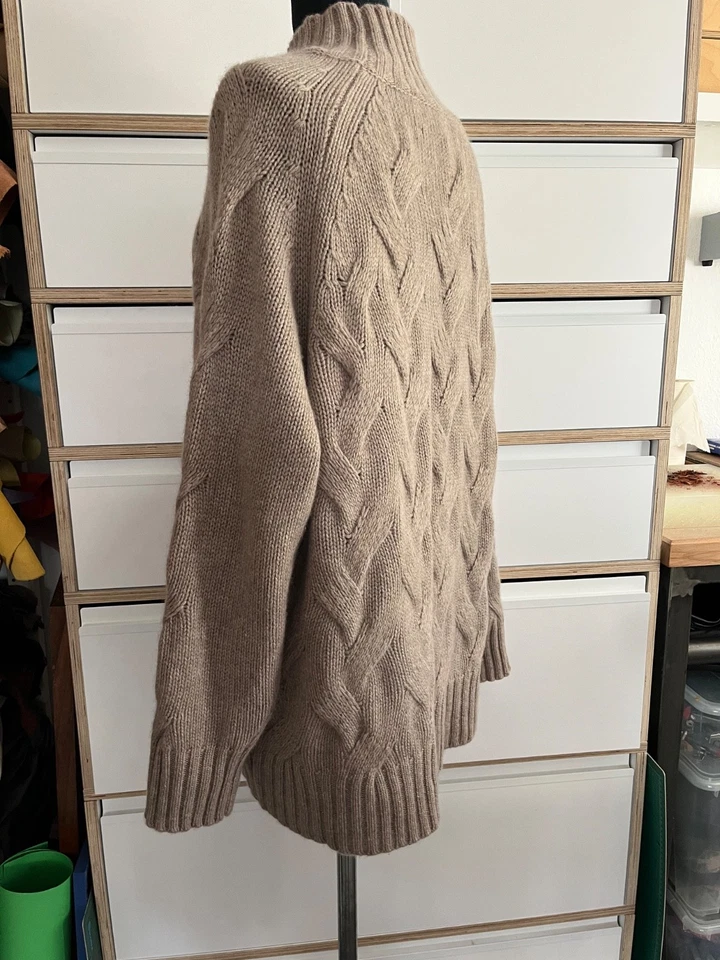 toller 100 % Kaschmir Grobstrick Pullover Gr. L oversized Beigebraun Nude - Bild 3 von 4