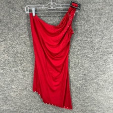 Weissman Dancewear Girls LRed Rhinestone Sleeveless One Shoulder Dance