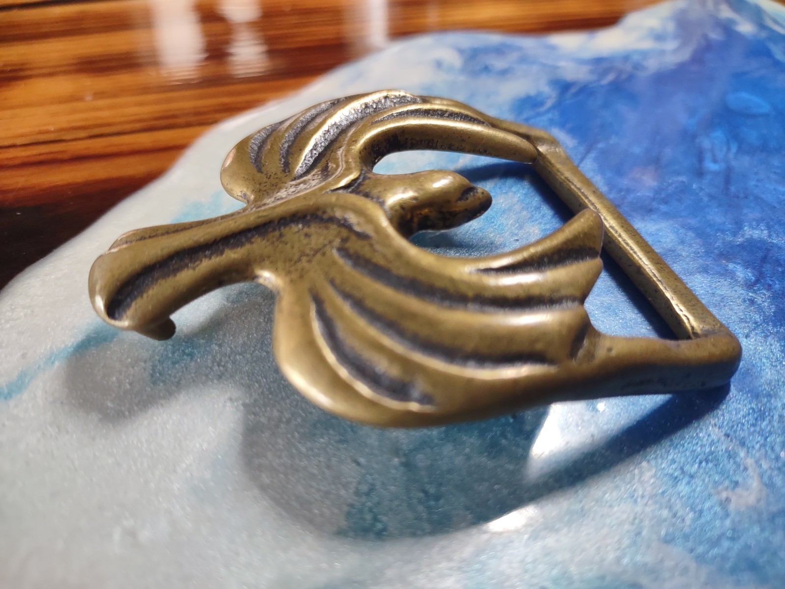 Phoenix Belt Buckle Trinity Solid Brass Eagle  70s - image 2