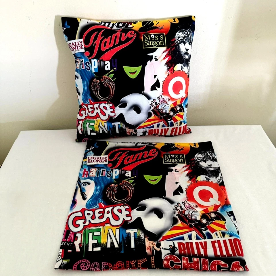 Funda de almohada decorativa inspirada en Broadway 17x17 pulgadas impresión musical colorida Foto 3 de 4