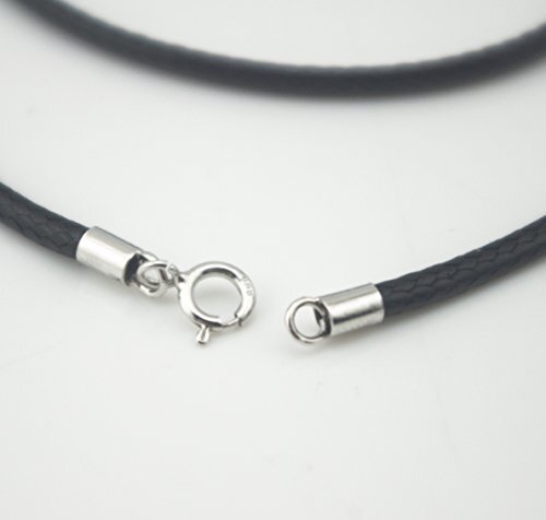Black Silk Braided Rope Chain 925 Silver Plated Clasp Leather 24 Inches 1.0 mm - Bild 2 von 3