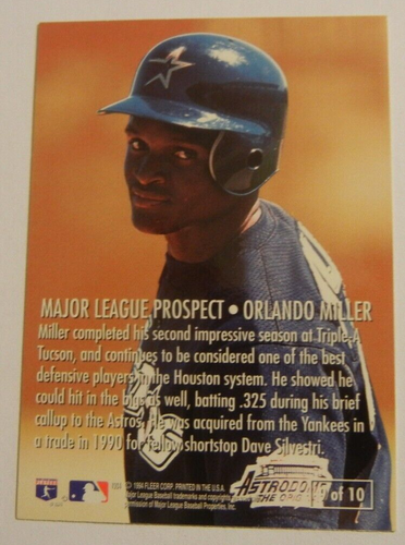 1995 FLEER BASEBALL CARD PROSPECT #9 ORLANDO MILLER HOUSTON ASTROS FREE SHIP - Picture 6 of 6