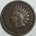 1905 United States Indian Head Cent Penny - Fine (F) KM#90a -4303-AH