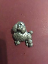 F/  A R Brown Pewter Poodle Dog Pin Badge