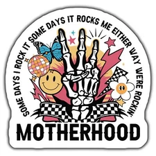 RETRO MOTHERHOOD Magnet, ROCK ON MOM LIFE DECAL, FUN VINYL Magnet FOR MOMS, CO