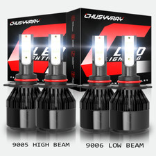 9005 9006 LED Headlights Kit Combo Bulbs High Low Beam Super White Bright