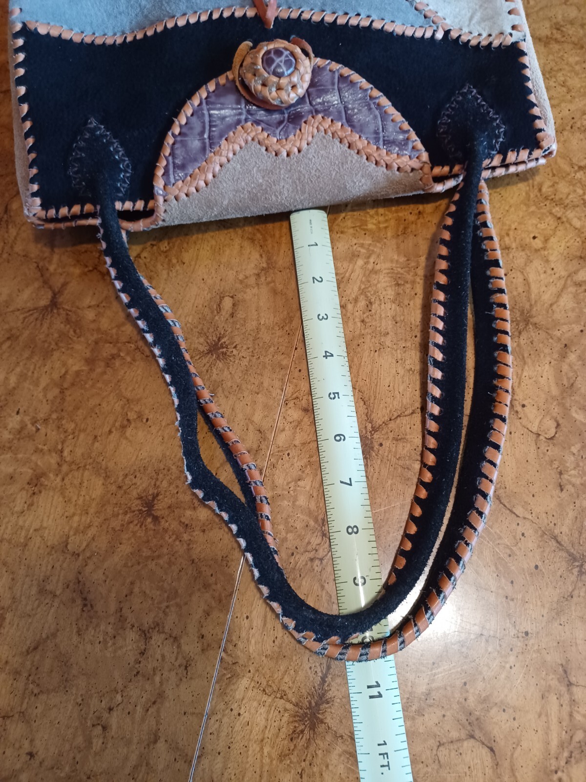 Unique Suede Patchwork Boho Purse Shoulder Bag Bo… - image 7